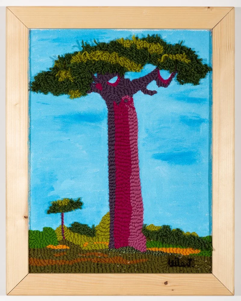 Baobab Mother and child / 38 x 50 cm / Wool thread on canvas