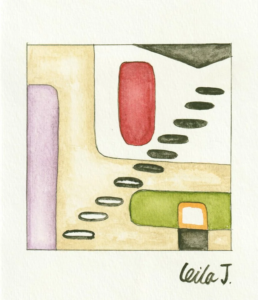 Kilim X sketch / 12 x 12 cm / Watercolor and pen on paper