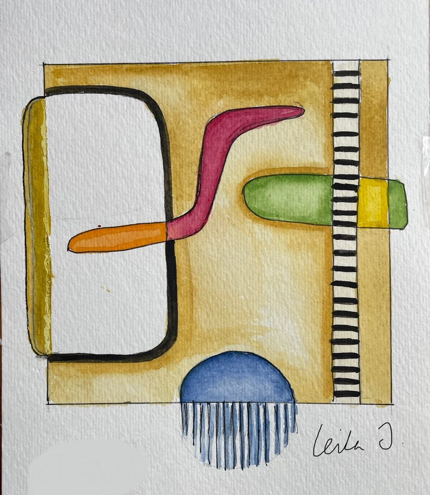  Kilim VI sketch / 13,5 x 14,5 cm / Watercolor and pen on paper