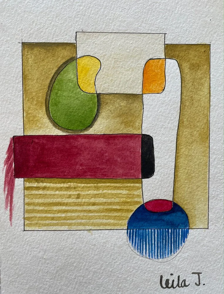  Kilim II sketch / 13 x 14,4 cm / Watercolor and pen on paper