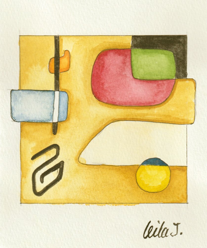 Kilim VII sketch / 13,3 x 12 cm / Watercolor and pen on paper