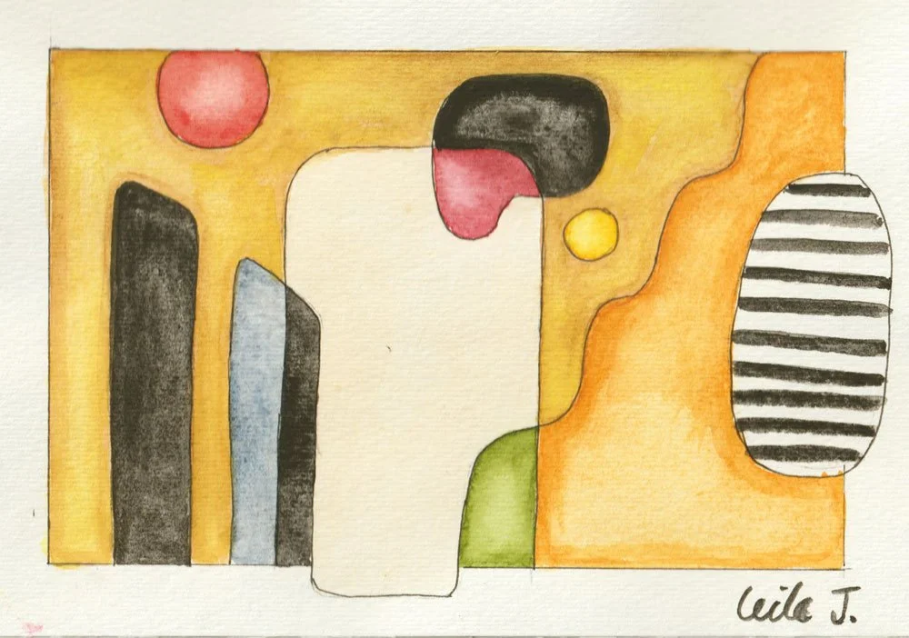 Kilim XI / sketch 19,5 x 12,6 cm / Watercolor and pen on paper
