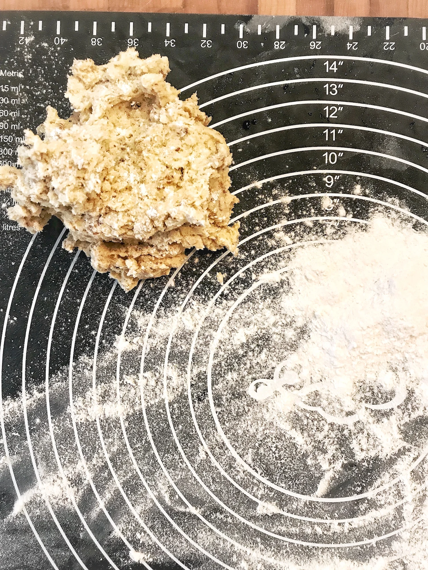 Almond Cookie Dough on Cutting Board.