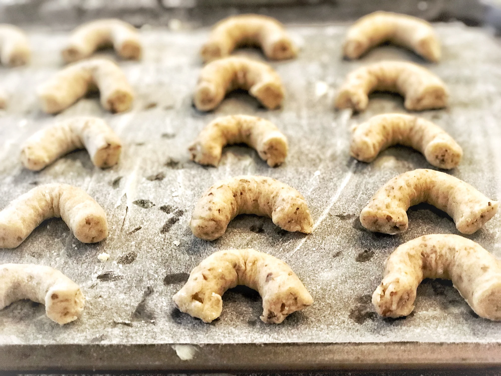 Almond Cookies On A Baking Sheet.