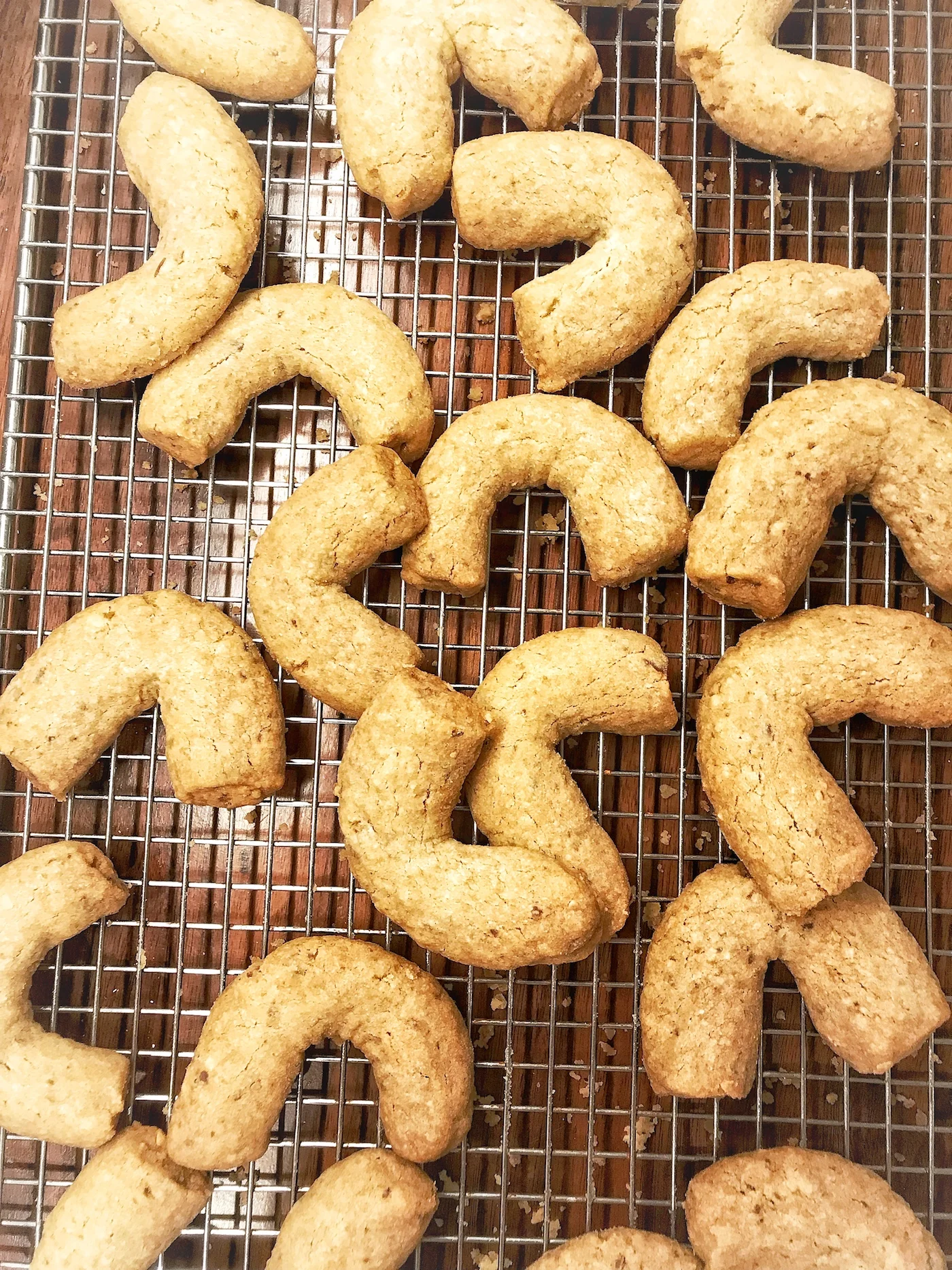 Almond Cookies Cooling on rack