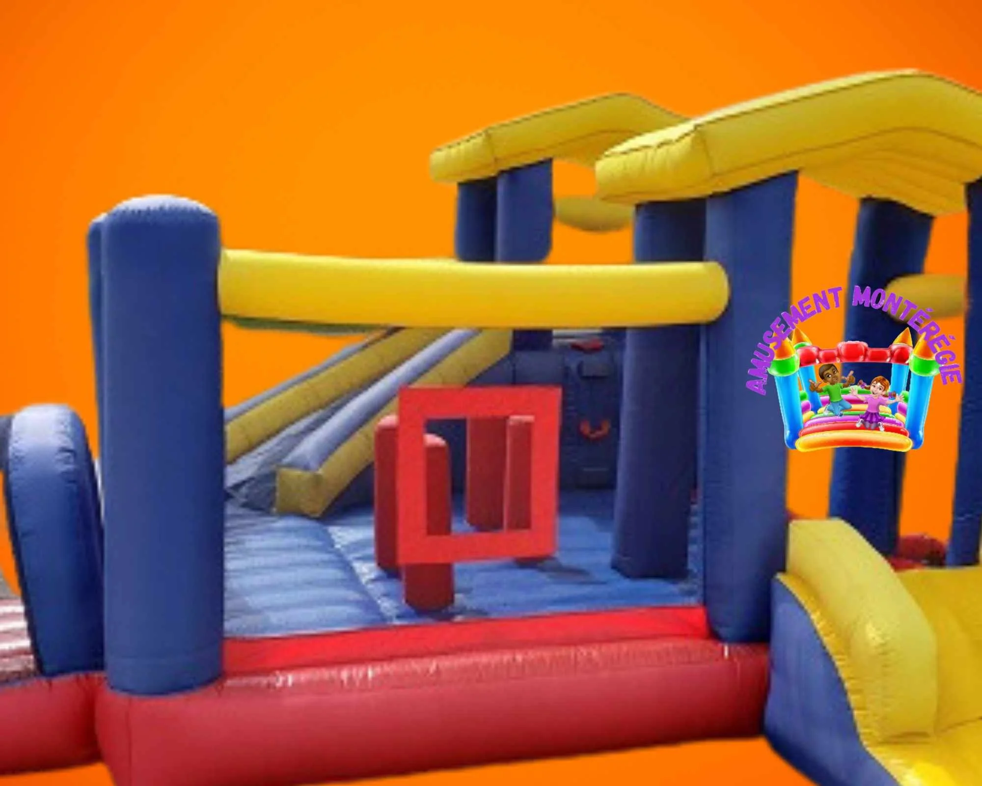 bouncy obstacles house for rent with two slide