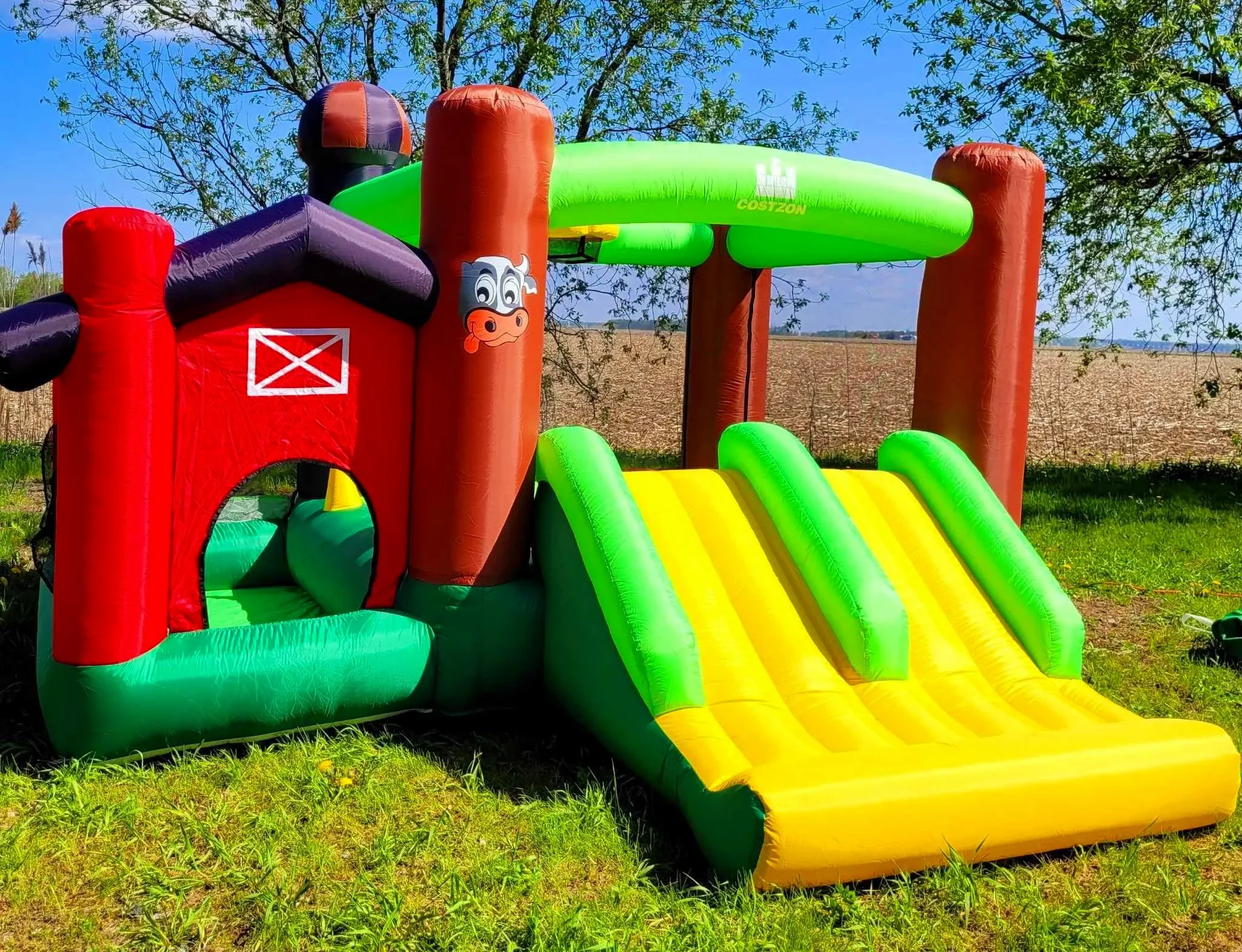 petit jeu gonflable sur le theme d'une ferme