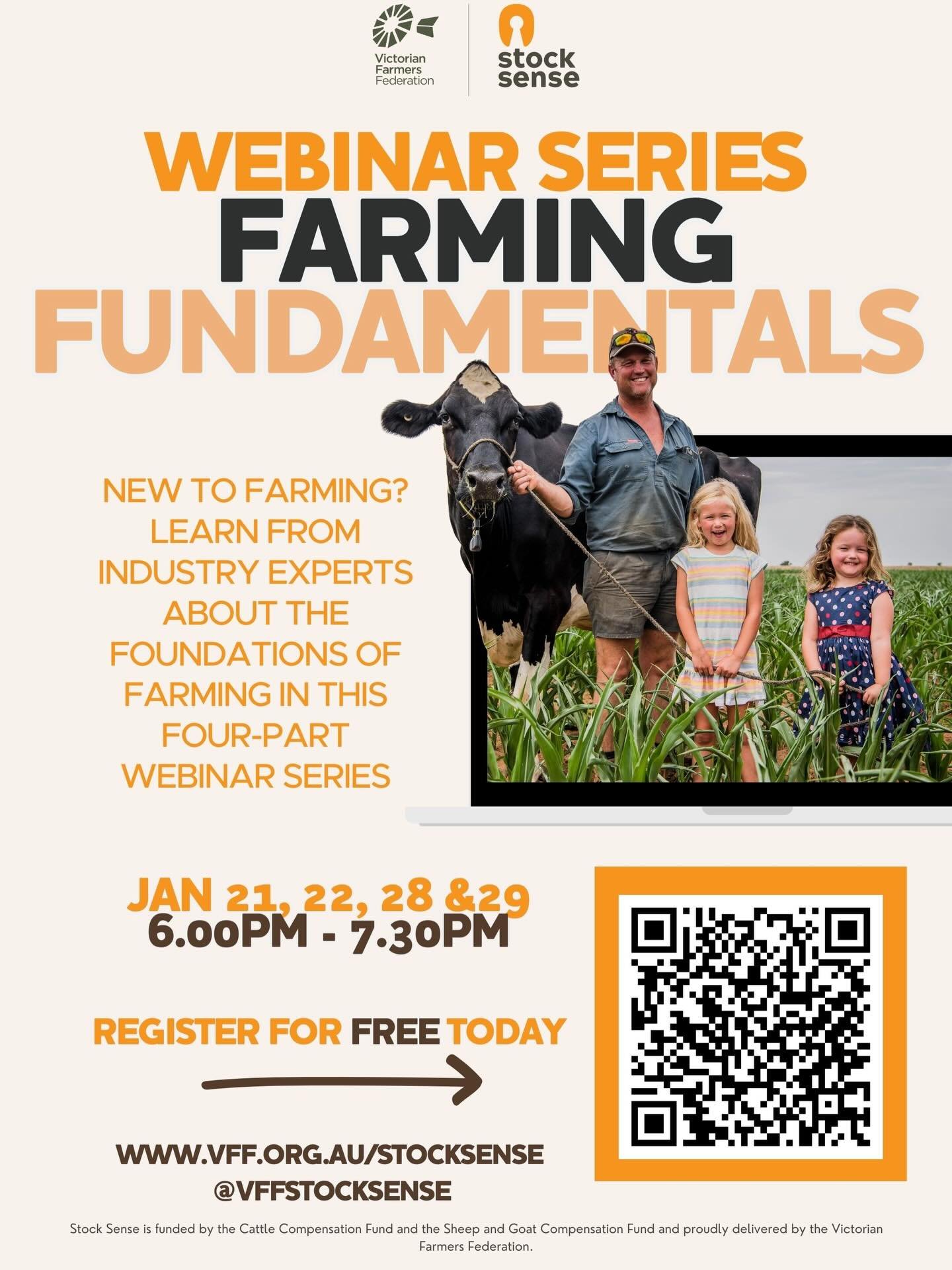 Don&rsquo;t forget to register to this webinar series! On Wednesday Dr Andrea will be presenting on Livestock health, care and welfare! 
It&rsquo;s free! 

@vffstocksense @vicfarmers