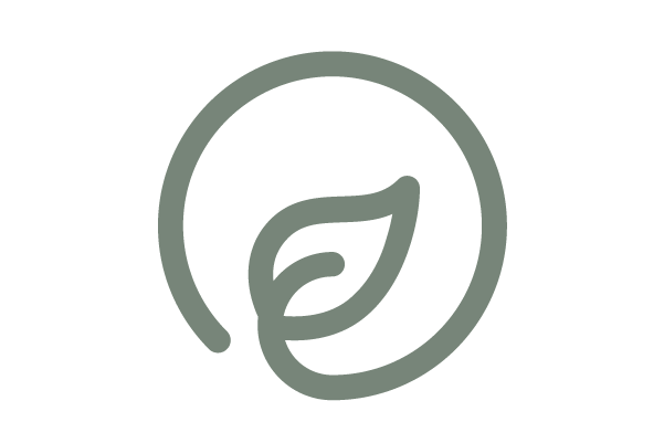 Leaf inside a circular outline icon