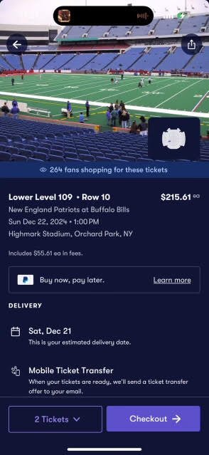 Bills Vs.Patriots Game Raffle Tickets