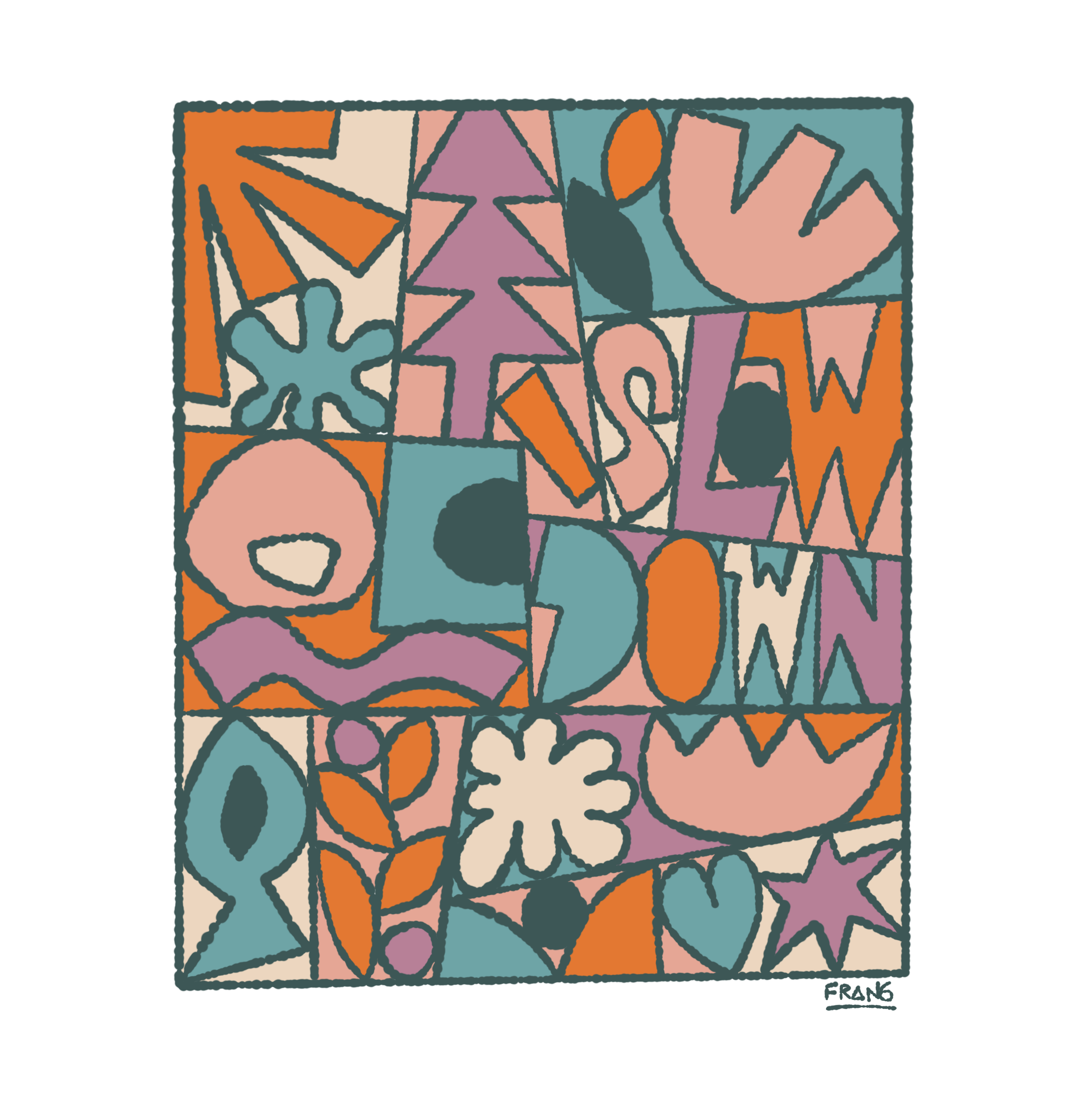 Slow Down Folk Art Lettering and Illustration