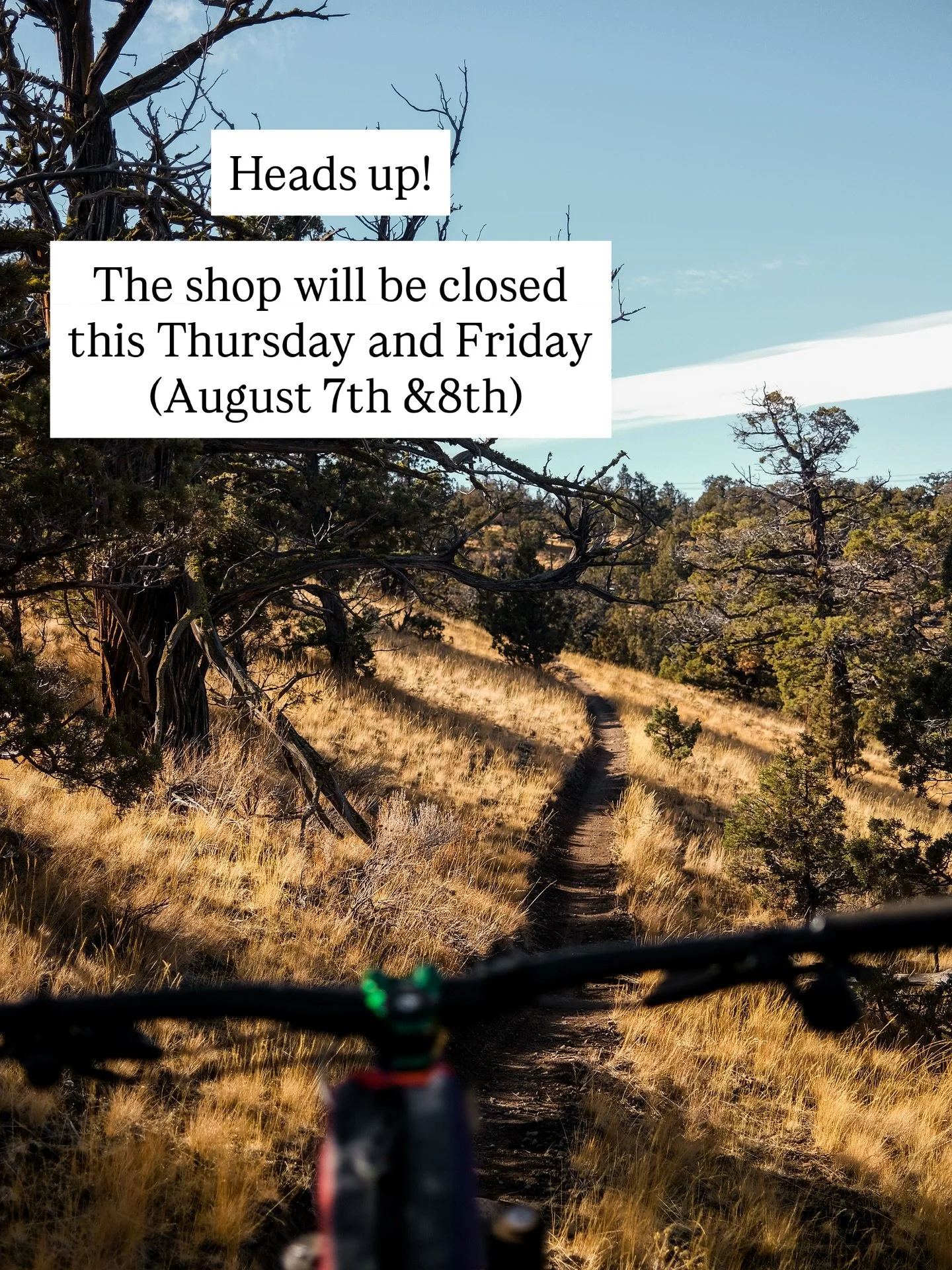 Just a heads up, the shop will be closed Thursday the 7th and Friday the 8th this week.

We&rsquo;ll be back for you on Monday the 11th. 

Cheers!
Chariot Bike Team