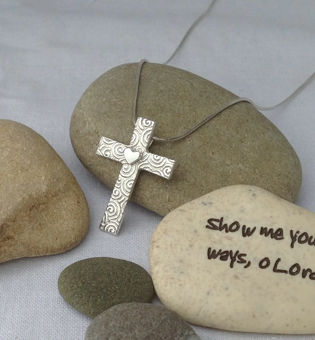 Handmade silver crucifix cross pendant necklace, £59