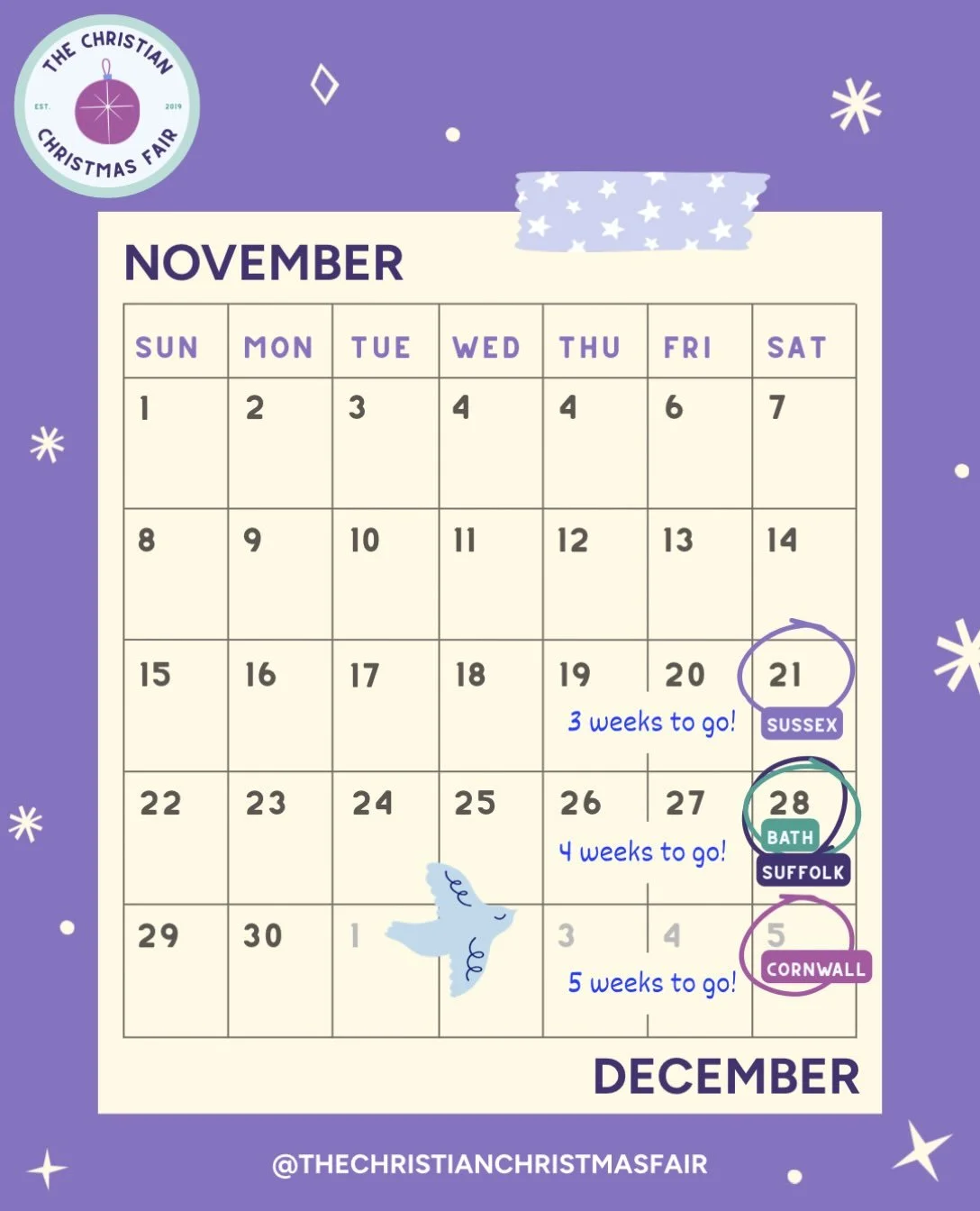 We are on the brink of November and our busy Christmas fair season is only weeks away! ✨

⭐️ 3 weeks to go for Sussex
⭐️ 4 weeks to go for Suffolk and Bath
⭐️ 5 weeks to go for Cornwall

Which fair are you coming along to?