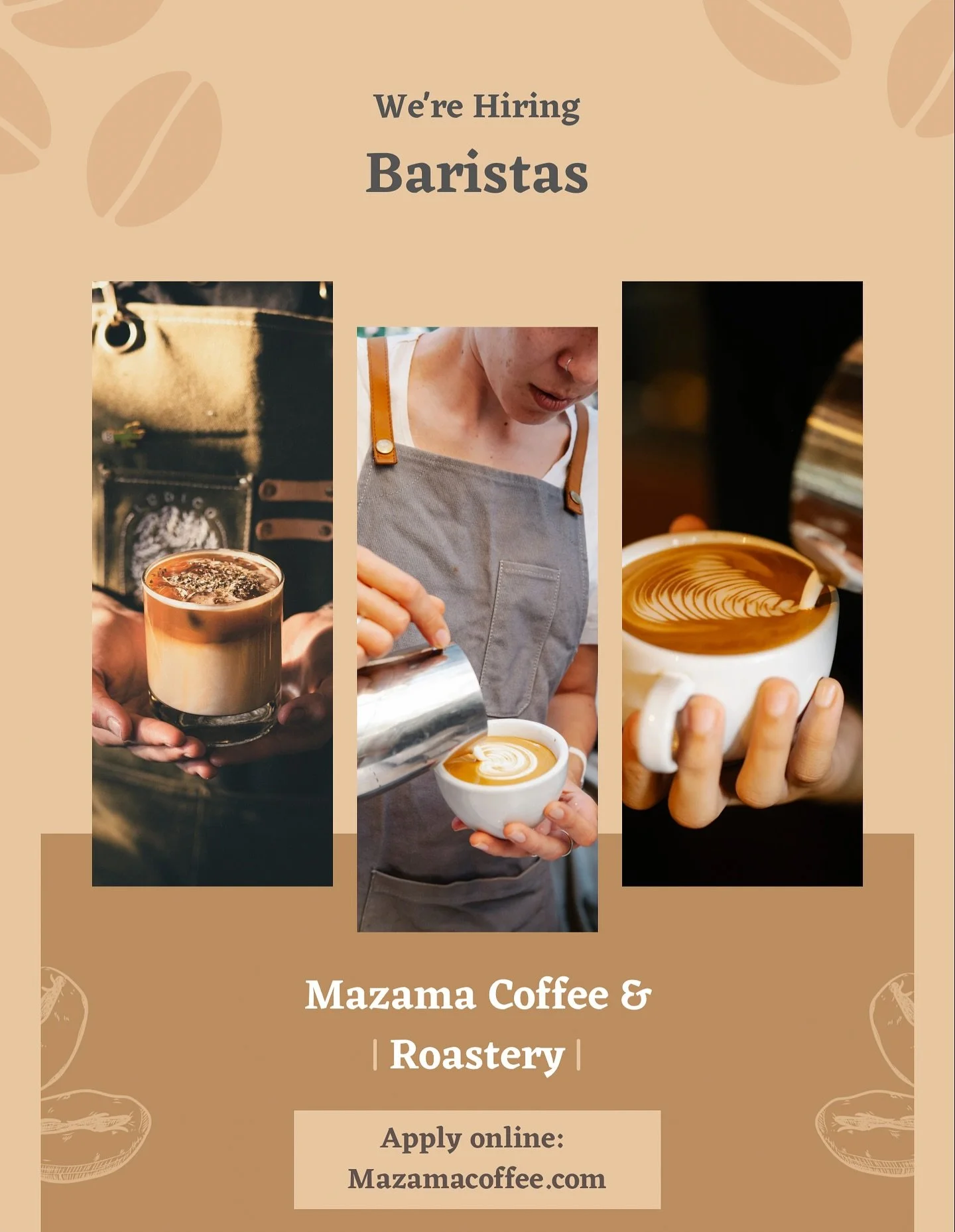 We are looking for team members who love the craft of coffee making, who thrive in a fast paced environment and who love people. Apply online at mazamacoffee.com  we can&rsquo;t wait to meet you!