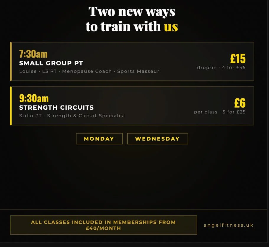 What do you think?? 
Shall we add them?

Class times perfect for after school drop off or before your work day starts!

7.30am small group personal training

9.30am circuits!!

I would love to give you all more options to work around your schedule.

