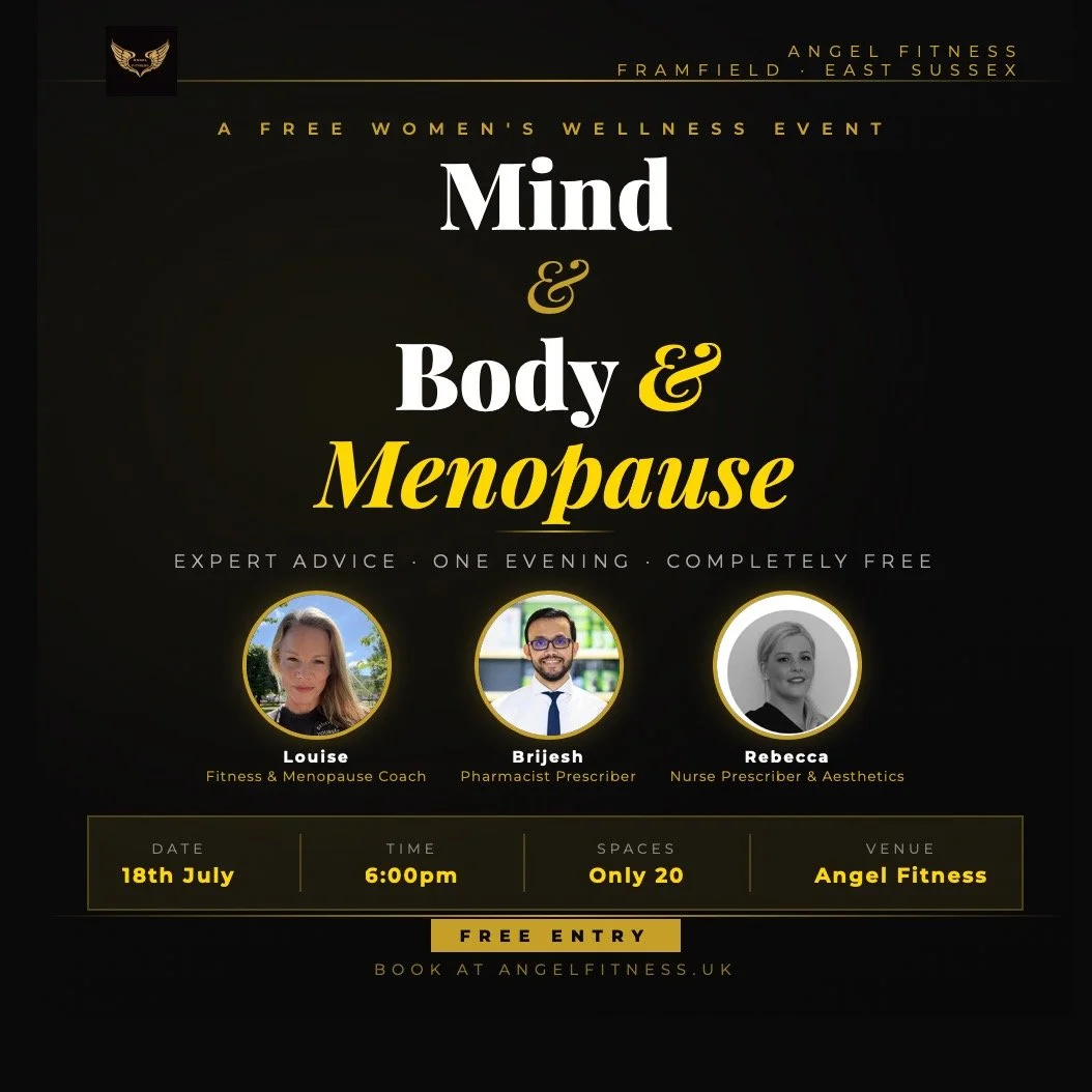Something&nbsp;special&nbsp;is coming...

We are so excited to invite you to our very first&nbsp;Mind, Body &amp; Menopause&nbsp;evening &mdash; a free, intimate wellness event hosted here at Angel Fitness in Framfield, bringing together three local 