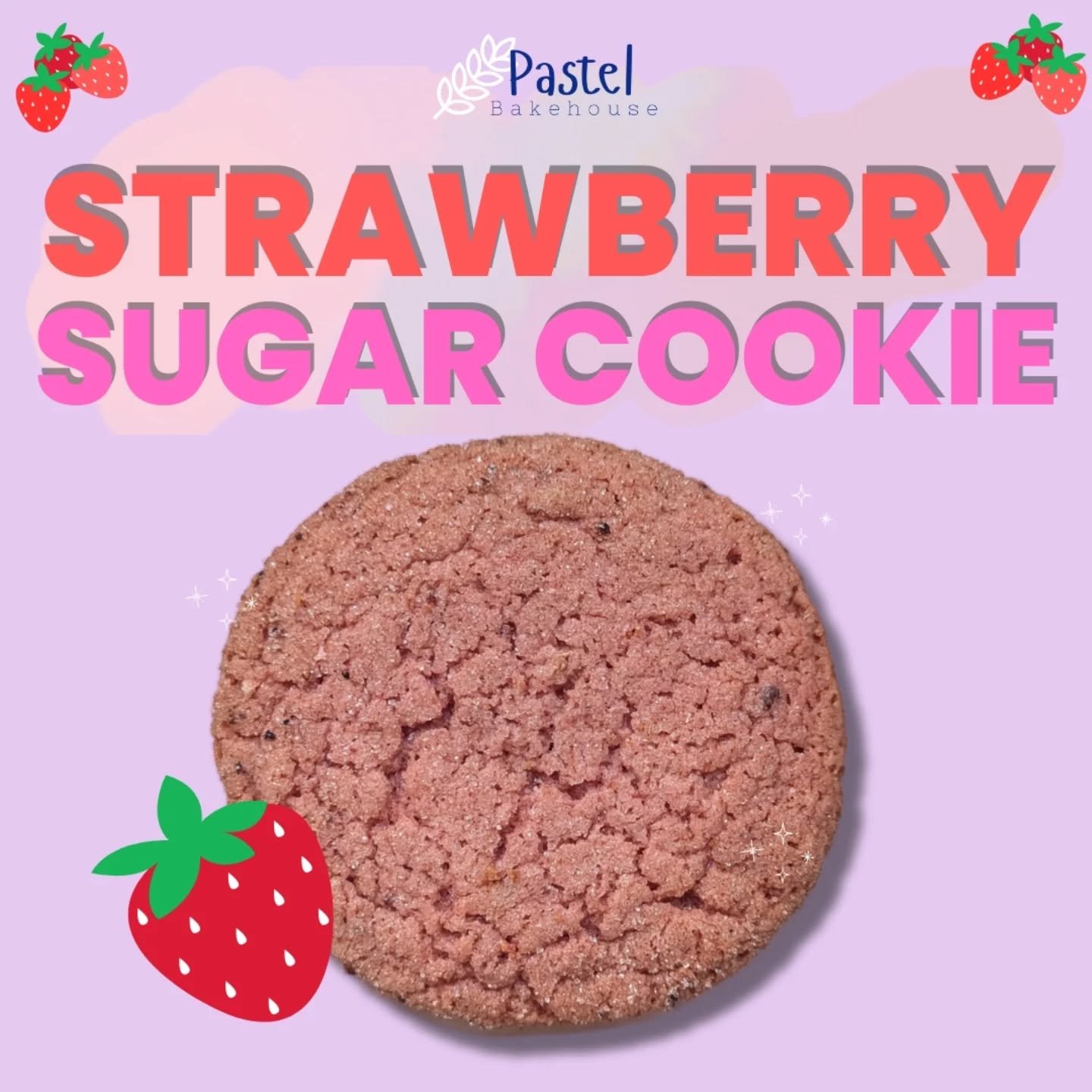 In honor of the best fruit season of the summer, we're introducing a new limited edition treat - Strawberry Sugar Cookies!

It's a chewy cookie made from strawberry dough and rolled in strawberry sugar! The sweetest taste of summer!

Pre-orders are o