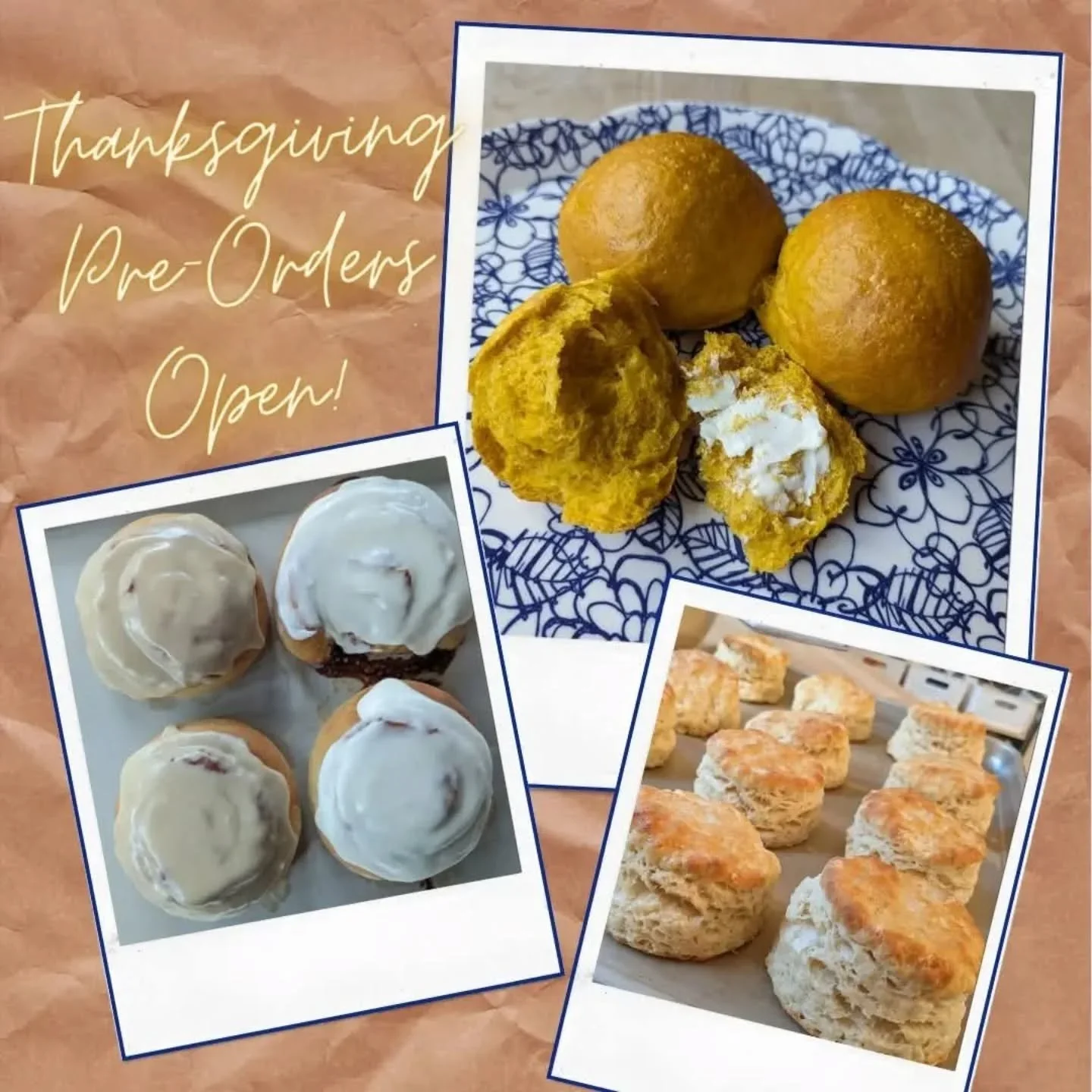 Thanksgiving orders are now open!

I've opened up pre-orders for all items, including Pumpkin Dinner Rolls, on the Pastel website - check it out and cross something off your Thanksgiving to-do list early!

Thanksgiving pickup options are:

🍁 Toledo 