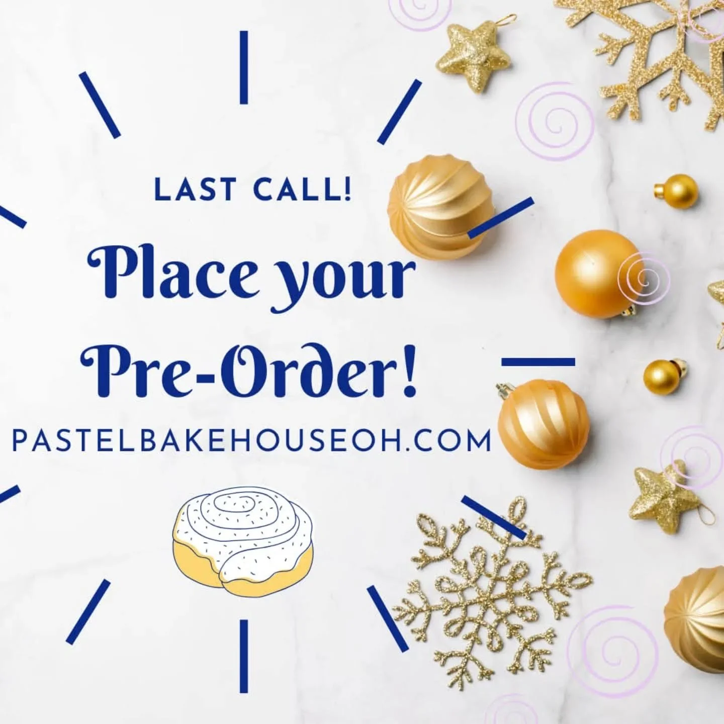 Good morning! If you've been meaning to place an order for Dinner Rolls, Cinnamon Rolls, Cookies, or Biscuits, now is your moment! Christmas pre-orders close on the Pastel website at 5 pm tonight (Friday, December 19)!

I am offering two pickup optio
