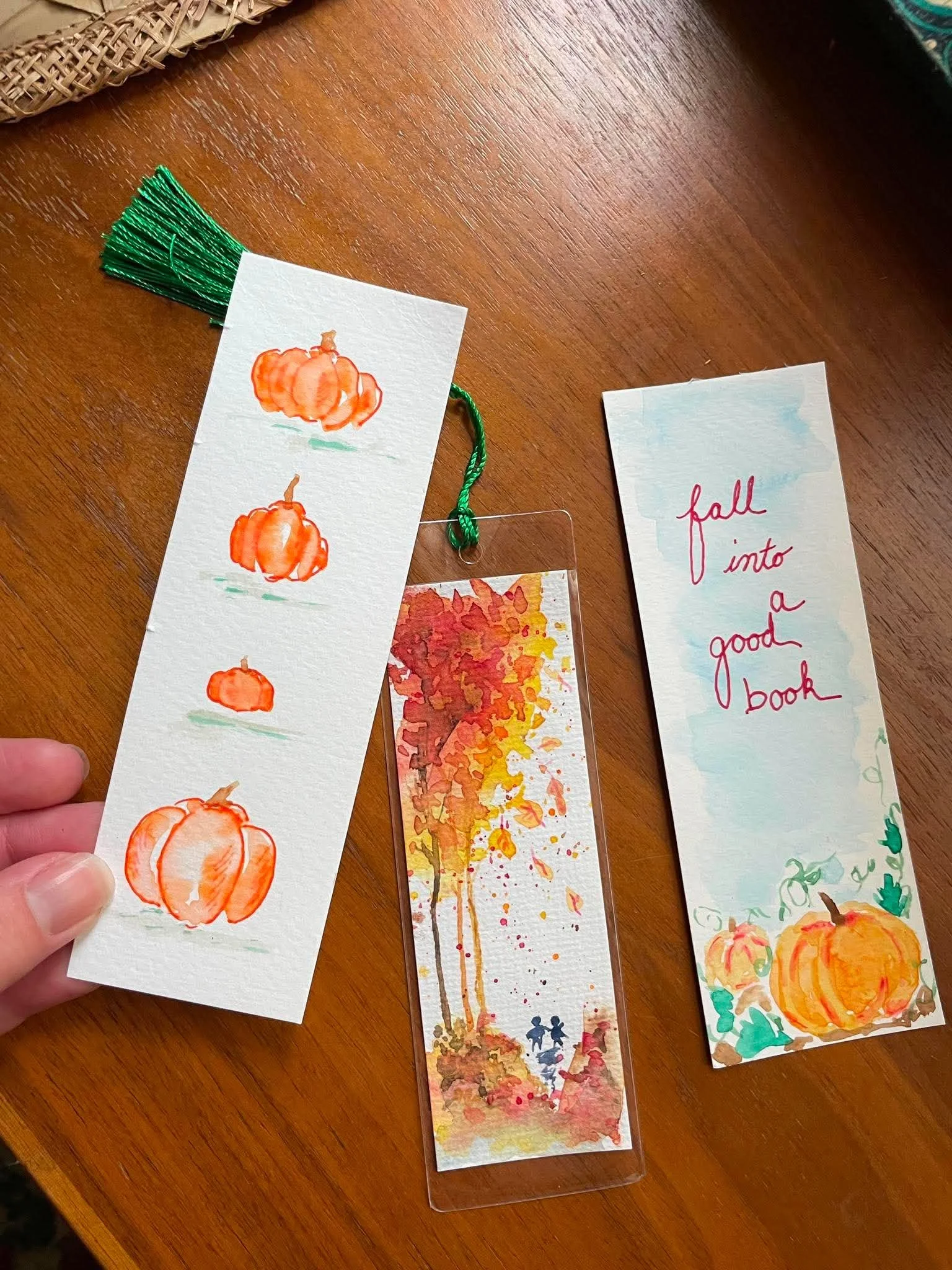 Sassfras Galleria Fall Watercolor Bookmarks