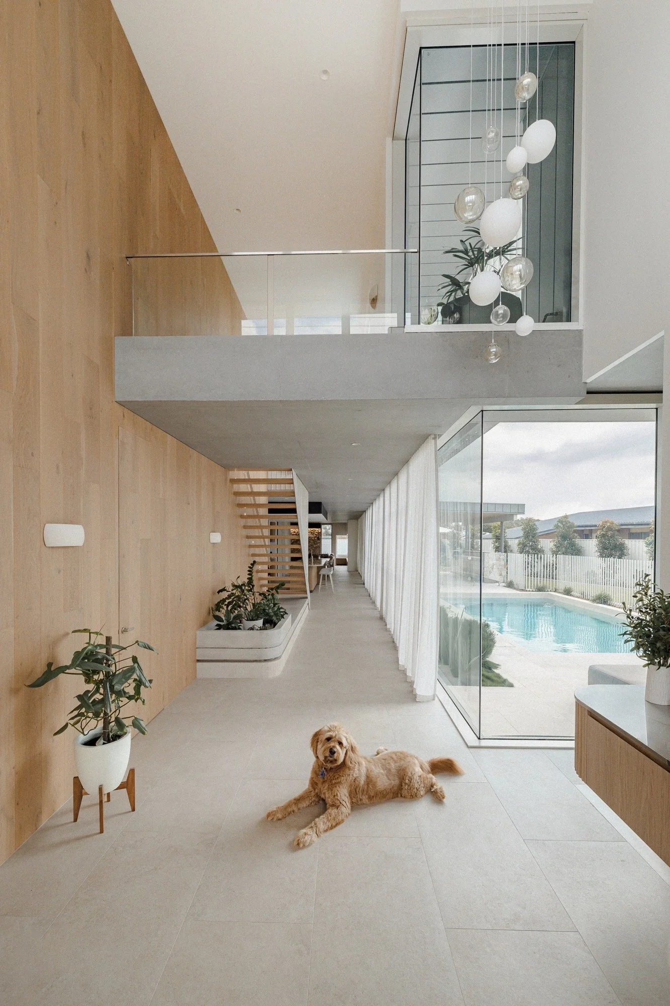 Open and airy living spaces of the Camp Hill home 'The Concrete Canvas' by Brisbane interior designer Melinda Fritz