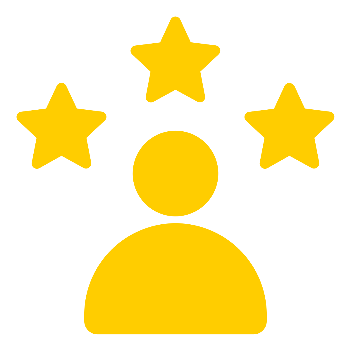 an icon of a person surrounded by three stars