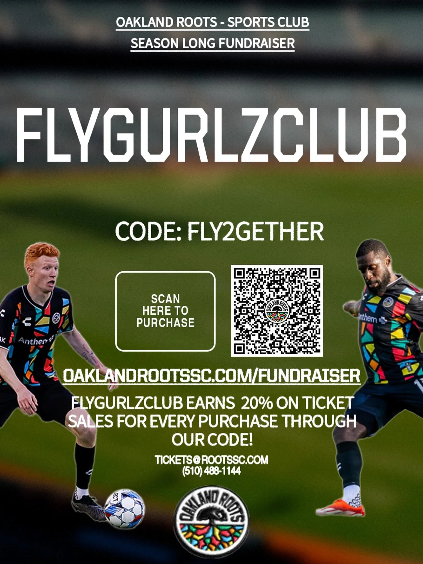 We are honored to be sponsored by @oaklandroots Community Champions Fundraiser Program ⚽️🥅🏟️🎟️

Our org receives 20% of each ticket sold for the season. Purchases need to be made thru this special link only 🔗

Link: oaklandrootssc.com/fundraiser
