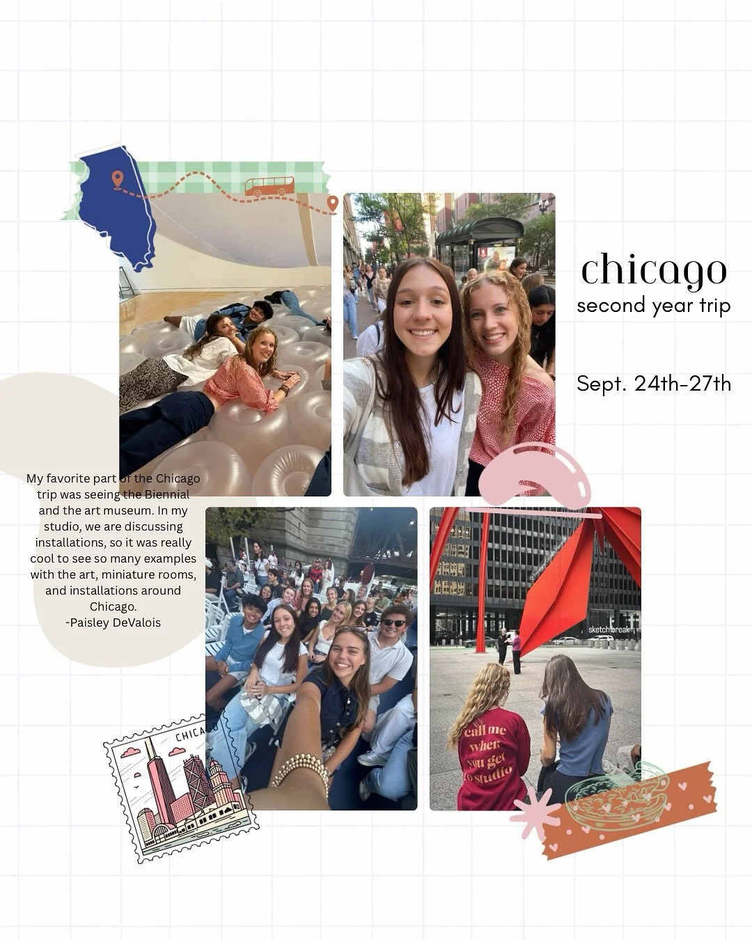 Our second-year Interior Architecture students visited Chicago in September. They had a great time exploring the city, art museums, and even met with Gensler to see their office!
Check out more of their adventures on the Chicago story highlight!