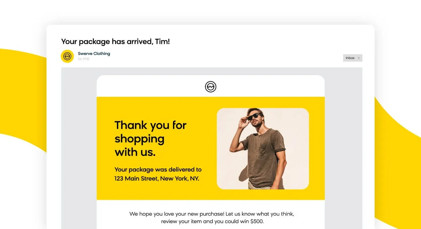 Post-purchase email strategy from Swerve Clothing