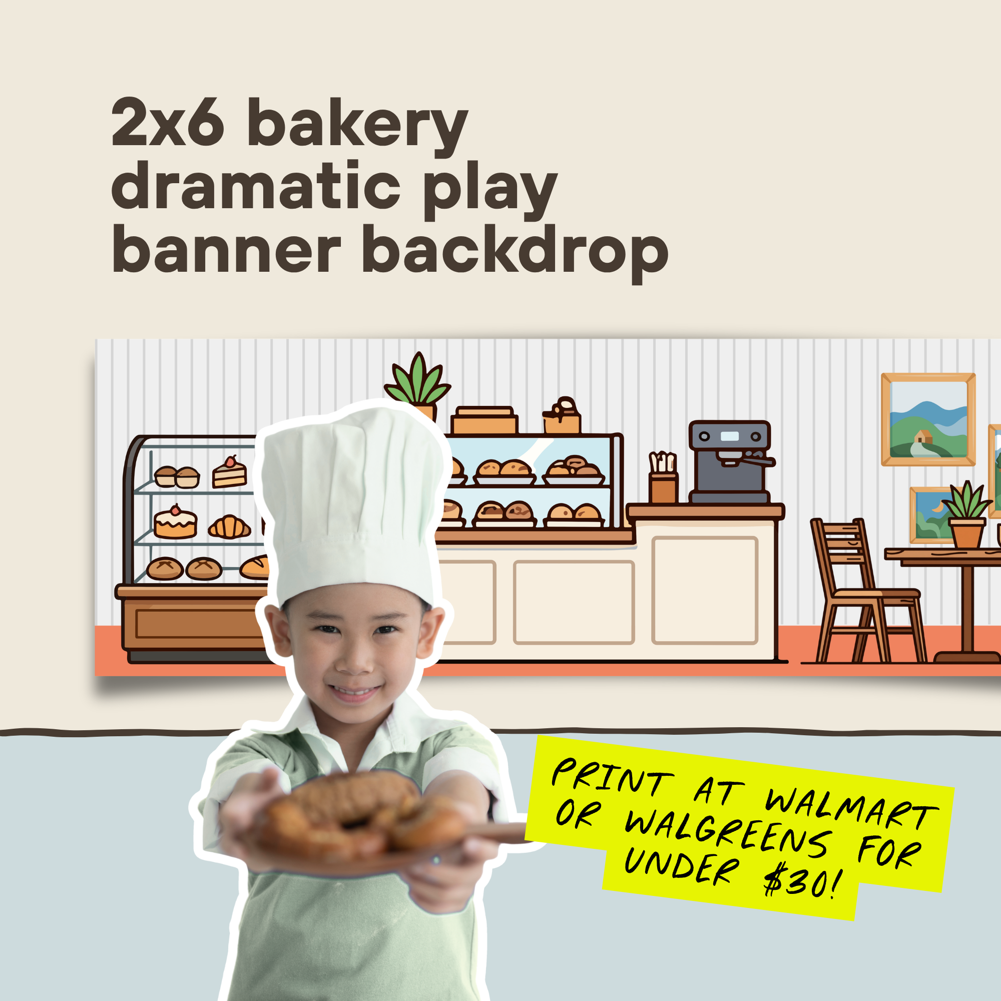 Dramatic Bakery Play Banner Backdrop