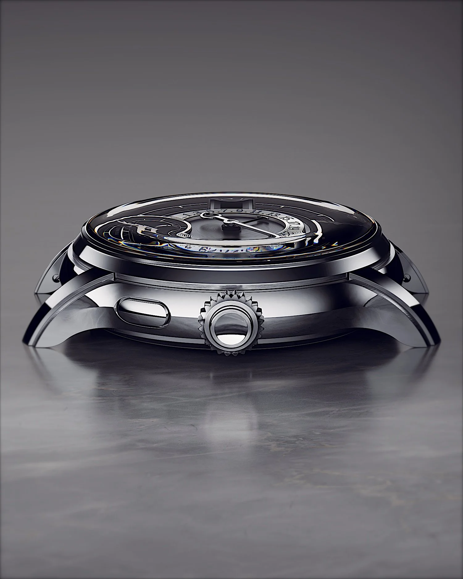 • Quantième Annuel
Next week we will have the pleasure of presenting the first 2 prototypes of our Quantième Annuel to our visitors during the Geneva Watch Days exhibition (September 2-7). 
This visual shows the profile of the case