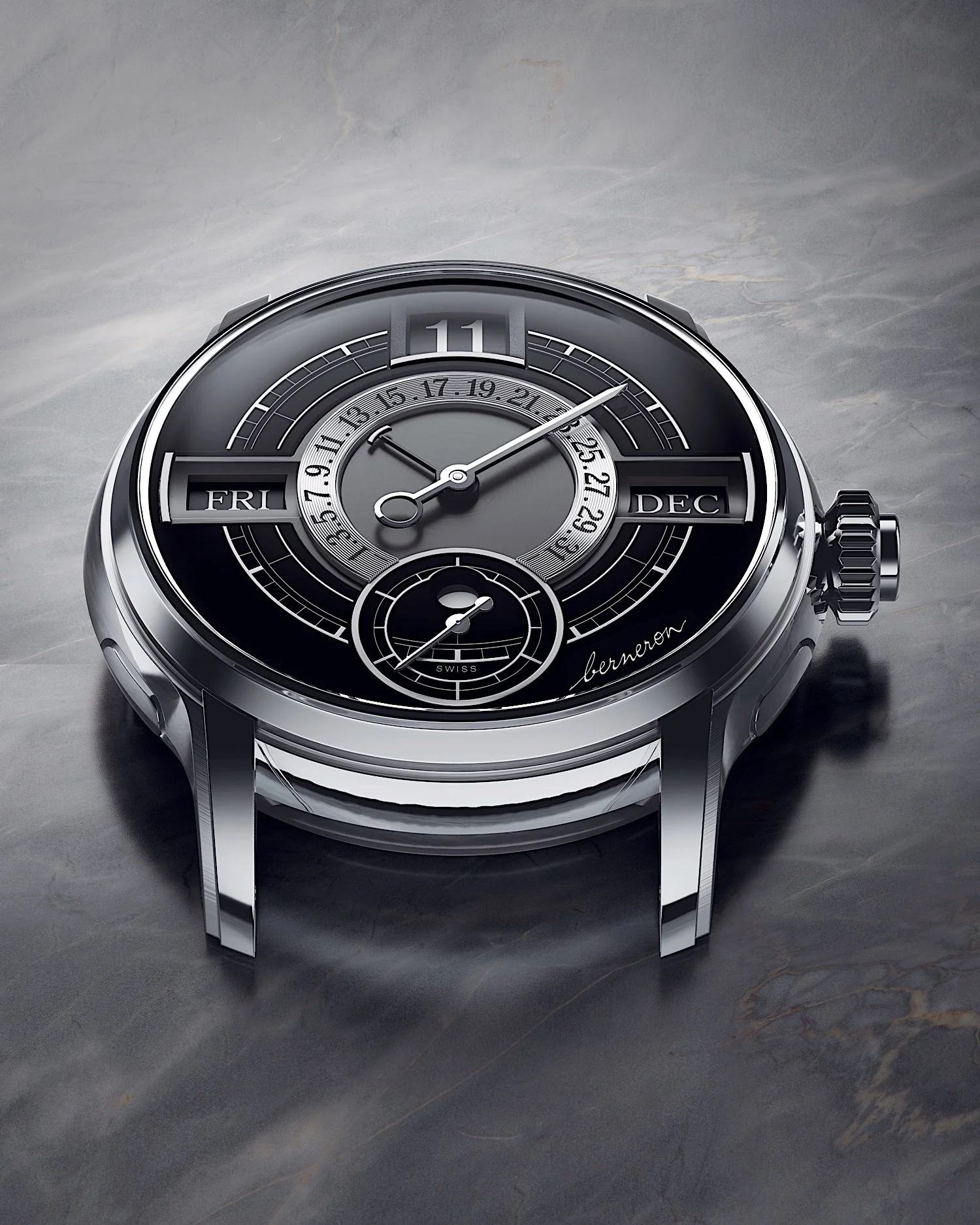 • Quantième Annuel 
Meaning “counting device” in english, the Quantième collection was developed with the desire to create a new standard for complicated calendars (and future complications).
The user experience was par