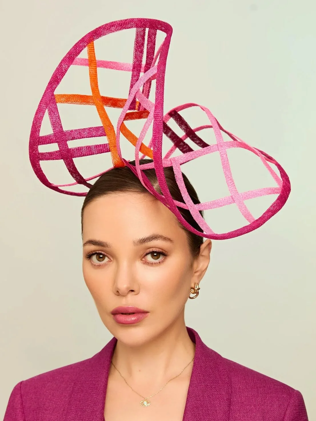 Showcasing more pieces from our - New SS Collection 2026.
.
🌟The first hat is our new latticed Sculptural Royal Ascot style piece called Roseate, made from sinamay straw. 
perfect for Weddings or the racing season.
.
🌟Our second hat is a fun and co