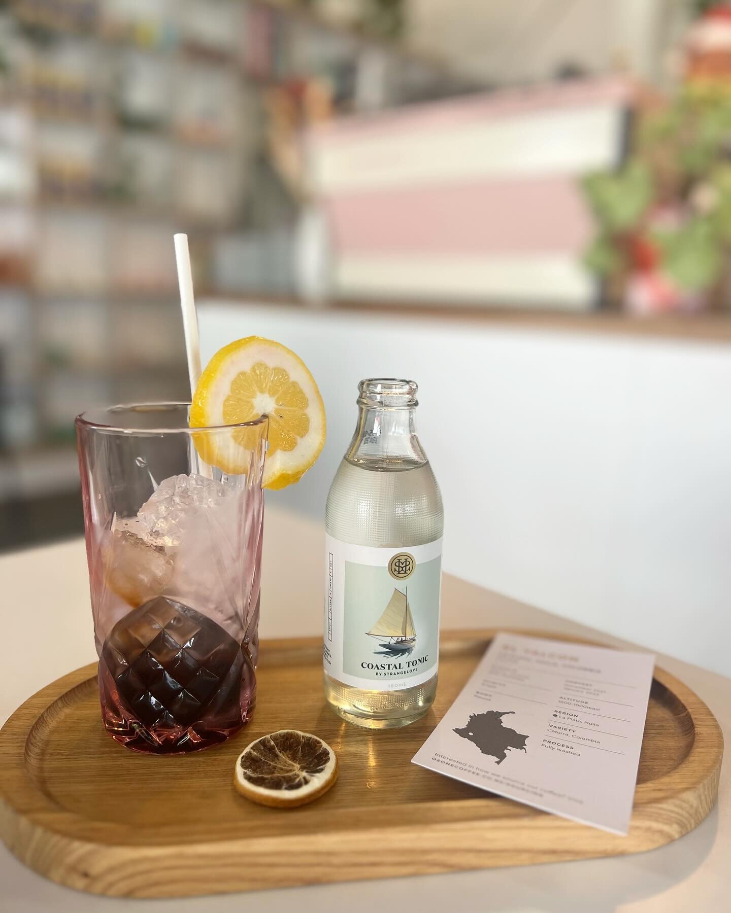Sneak peak at our &lsquo;Summer coffee menu&rsquo;. 
This is our Cold Brew &amp; Tonic, perfect for those summery days. 🌞 ☕️ 
El Yalcon Colombian cold brew by @ozonecoffeenz served over ice, with StrangeLove Coastal tonic finished with a freeze drie