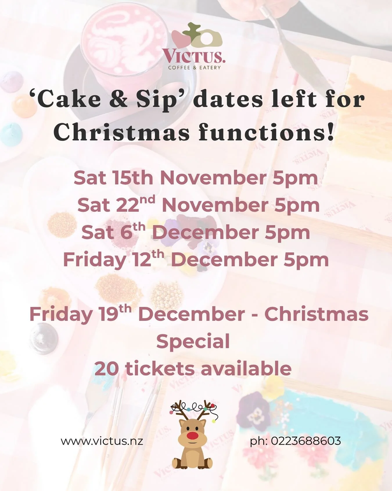 🎄✨ &lsquo;Cake &amp; Sip&rsquo; Christmas Function Dates! ✨🎄

Looking for something fun, festive and delicious for your Christmas get-together? 🖌️🍰☕
Our Cake &amp; Sip sessions are perfect for team functions, friend groups or end-of-year celebrat