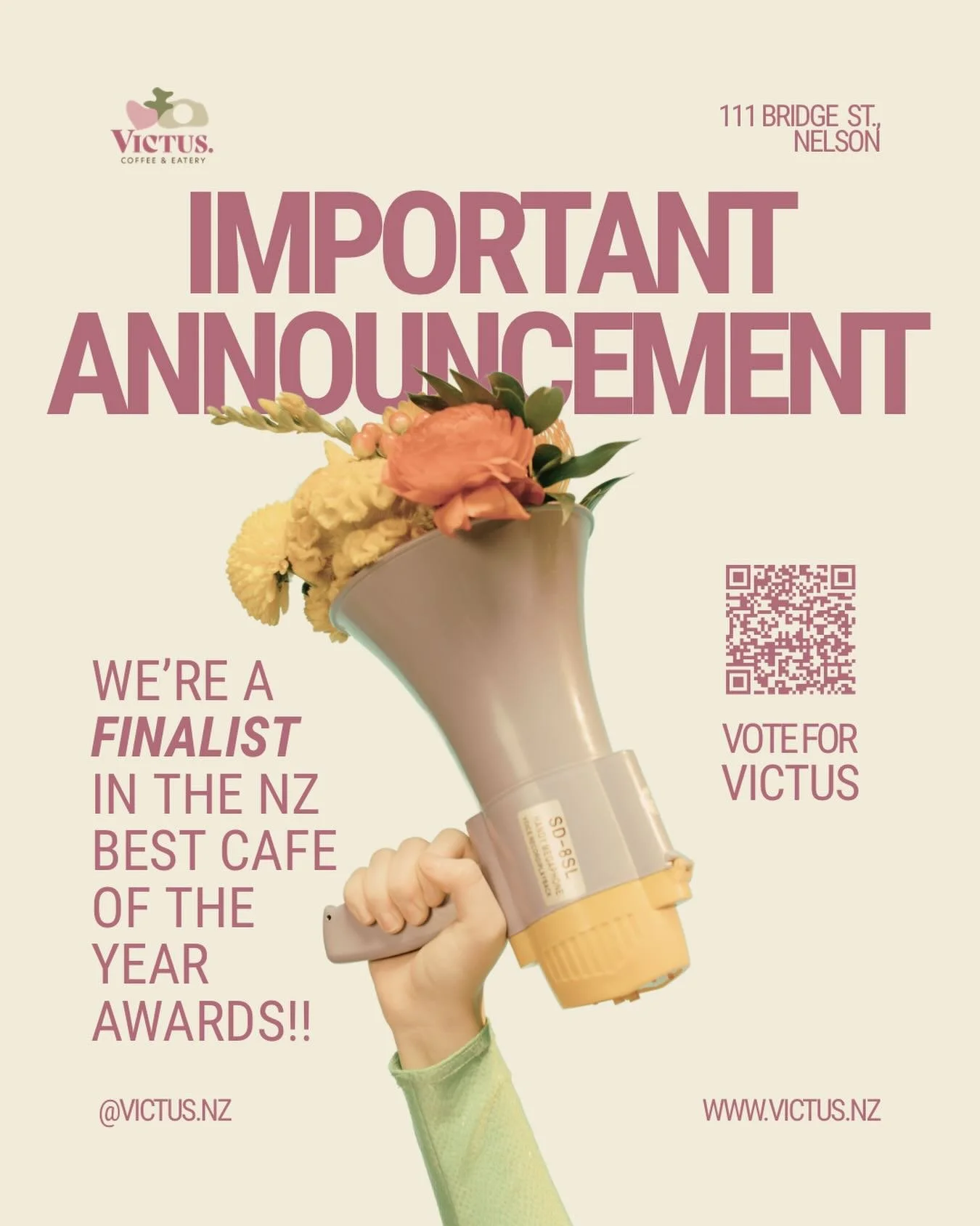 We&rsquo;ve got something pretty special to share&hellip; 🩷 

Victus has officially been named a FINALIST in the Best Cafe Category in the NZ Excellence Awards 🥇 

This one means a lot. It&rsquo;s a reflection of every early morning, every smile fr