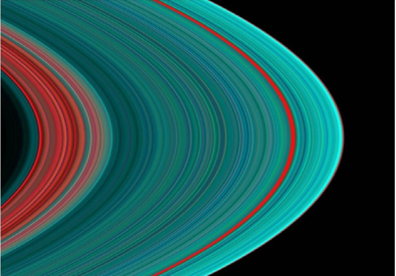 La mejor vista de los anillos de Saturno en el ultravioleta indica que hay más hielo hacia la parte exterior de los anillos que en la parte interior, lo que da una pista de los orígenes de los anillos y su evolución.