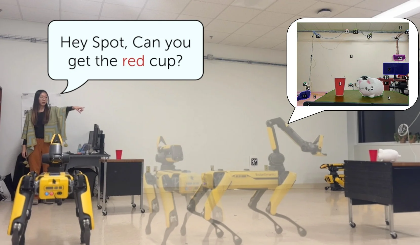 Un nuevo sistema que ayuda a los robots a localizar objetos combina pistas del lenguaje humano y gestos como señalar.