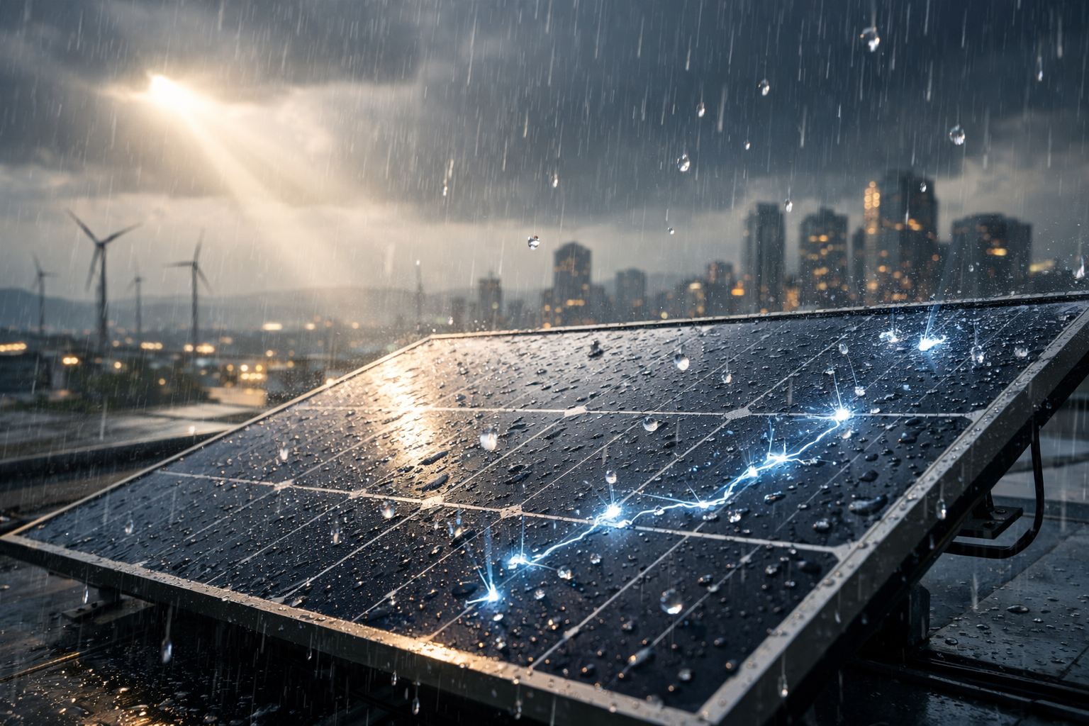 Panel solar que genera electricidad con sol y lluvia: así funciona el nuevo dispositivo híbrido de perovskita