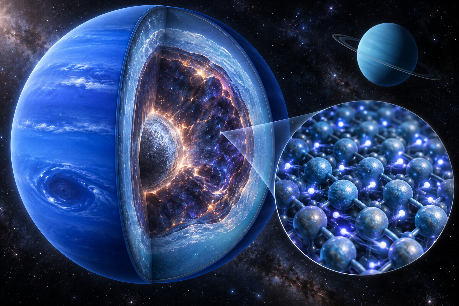 Descubren un extraño hielo superiónico que podría existir dentro de Urano y Neptuno
