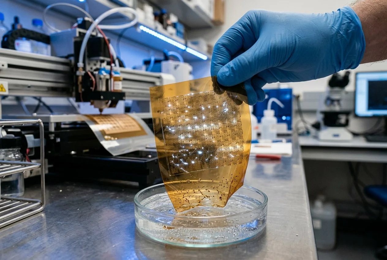 Un chip neuromórfico imprimible calcula en 26 nanosegundos y se degrada en solo seis minutos