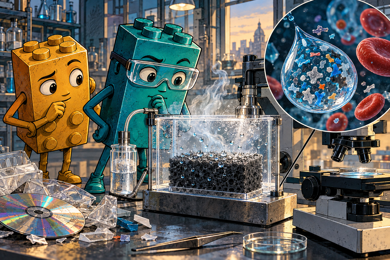 Dos estudios exploran la química entre plástico y agua: residuos transformados para captar humedad y microplásticos que pueden favorecer daños celulares en el laboratorio.