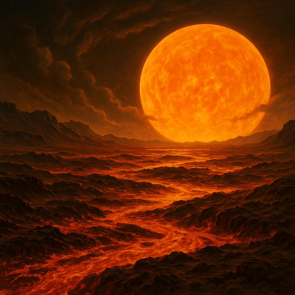 Representación artística de WASP-18b, un Júpiter ultracaliente cuyo hemisferio diurno alcanza temperaturas superiores a los 3.000 °C bajo la intensa radiación de su estrella