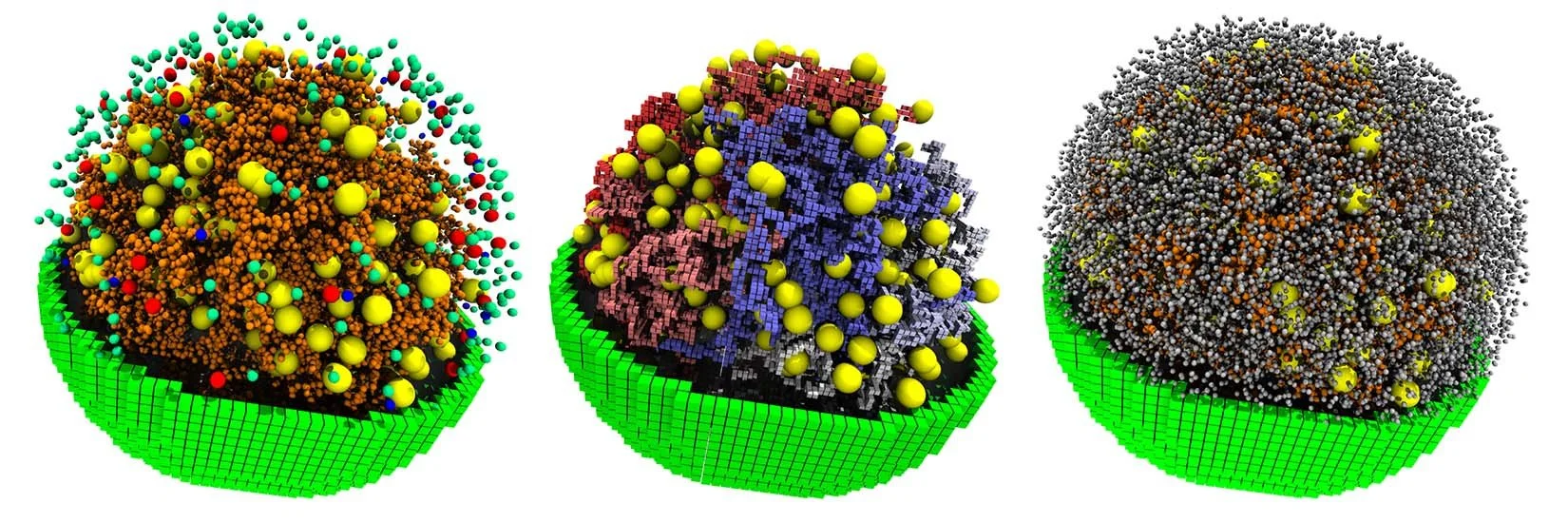 Modelos generados por ordenador de la célula mínima sintética JCVI-syn3A.