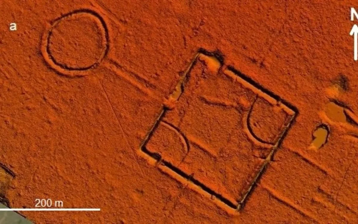 Vista LiDAR del yacimiento arqueológico de Fazenda Atlântica, en el estado brasileño de Acre.