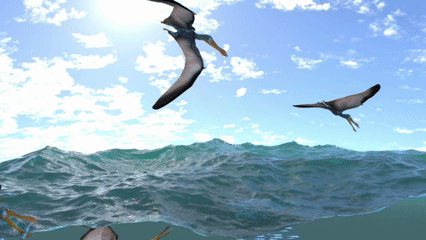 Recreación de un pterosaurio sobrevolando los mares del Cretácico, el primer paso de un viaje extraordinario que culminaría millones de años después en su fosilización.