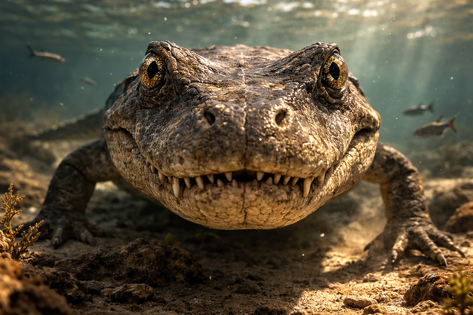 Recreación artística de Erythrobatrachus noonkanbahensis, una enigmática salamandra marina del Triásico inferior hallada en la remota región de Kimberley, en Australia Occidental.