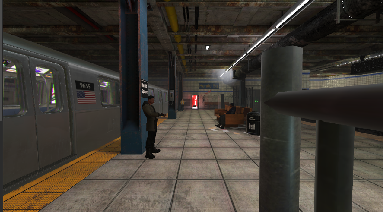 En la segunda escena, el avatar femenino llegaba a una estación de metro, donde varios personajes masculinos interactuaban con ella simulando situaciones de acoso verbal.