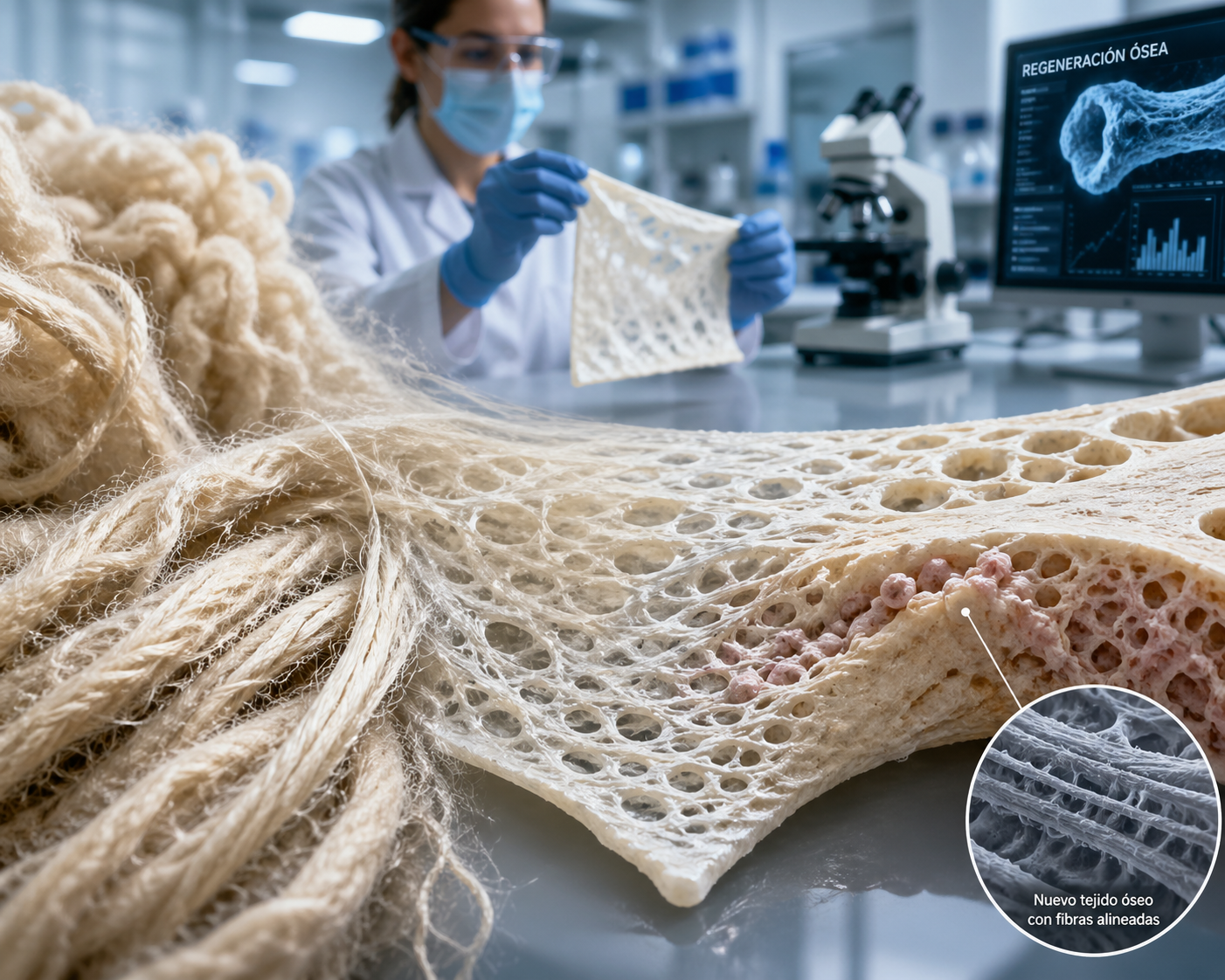 La queratina extraída de la lana puede transformarse en estructuras biomédicas capaces de guiar la regeneración ósea, abriendo la puerta a materiales más sostenibles en cirugía reconstructiva.